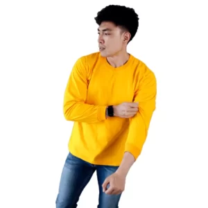 HAMANN Kaos Polos Distro Lengan Panjang Combed 24s Kuning Mas