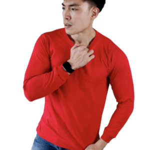 HAMANN Kaos Polos Distro Lengan Panjang Combed 24s Merah Cabe
