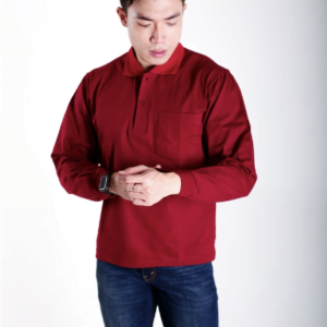HAMANN Kaos Polo Lengan Panjang Combed 24s Merah Hati