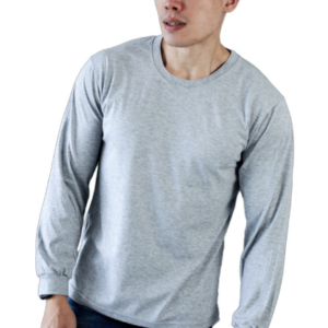 HAMANN Kaos Polos Distro Lengan Panjang Combed 24s Misty Abu-abu