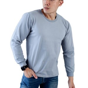 HAMANN Kaos Polos Distro Lengan Panjang Combed 24s Abu-abu