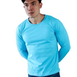 HAMANN Kaos Polos Distro Lengan Panjang Combed 24s Turkis Muda