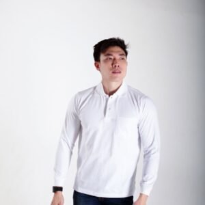 HAMANN Kaos Polo Lengan Panjang Combed 24s Putih