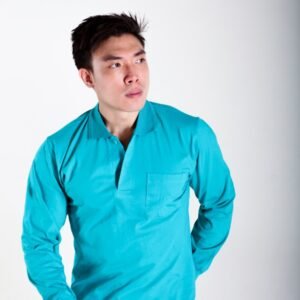 HAMANN Kaos Polo Lengan Panjang Combed 24s Toska Tua