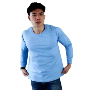 HAMANN Kaos Polos Distro Lengan Panjang Combed 24s Biru Muda
