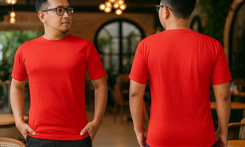 Kaos Merah Polos Simbol Berani yang Nggak Pernah Salah Gaya